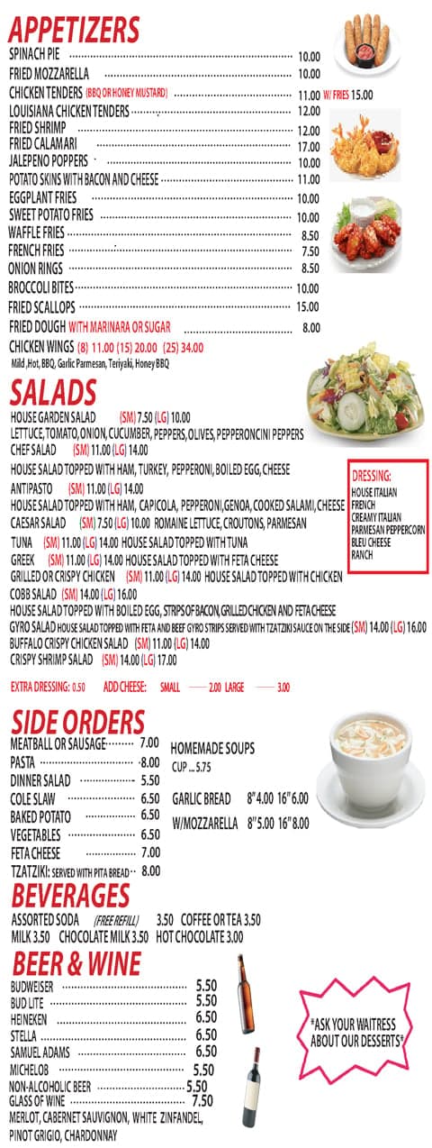 Family Pizza Restaurant Party Menu