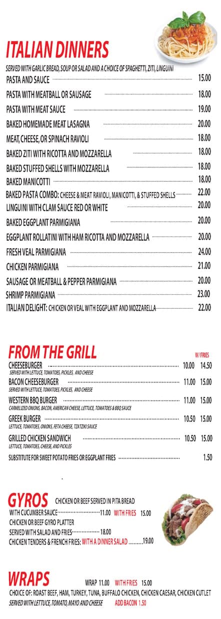 Family Pizza Restaurant menu page 3