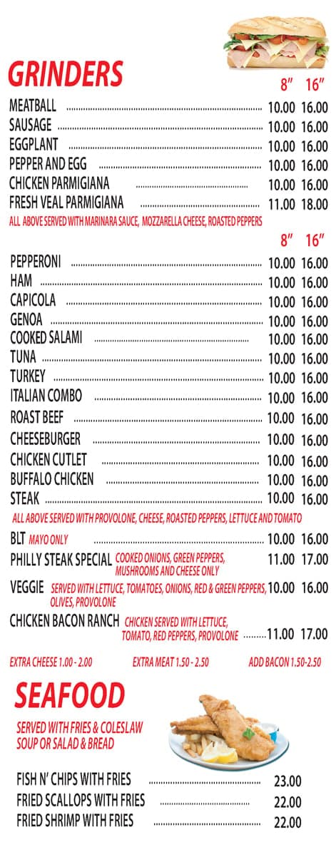 Family Pizza Restaurant menu page 4